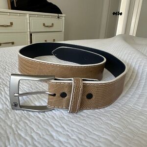 Patrick Gibson Hand Made Elegant Tan Lizard print Leather Men's Belt